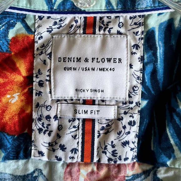 Denim & Flower Blue and Red Floral Men's Shirt - Picture 4 of 6